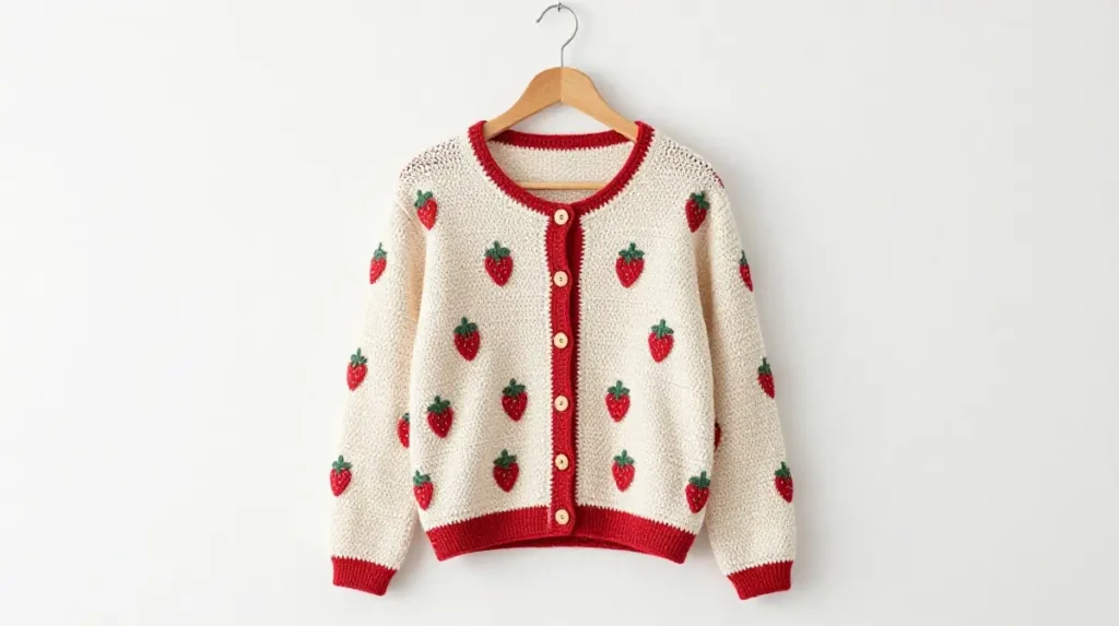 Button-Up Strawberry Cardigan
