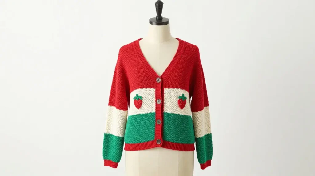 Colorblock Strawberry Cardigan