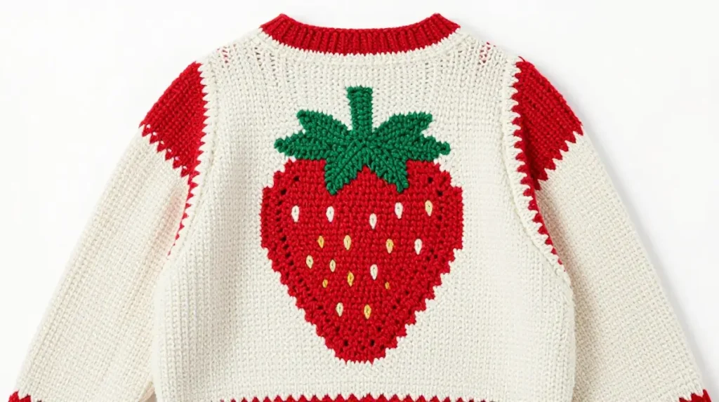 Intarsia Strawberry Cardigan