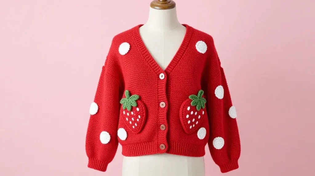 Kawaii Strawberry Cardigan for a Playful Look