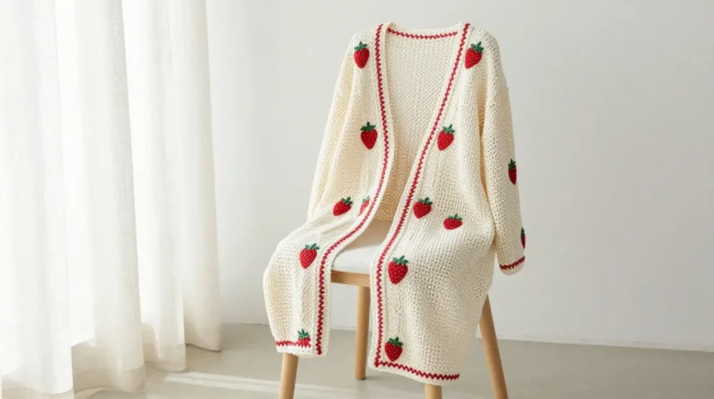 Open Front Strawberry Duster Cardigan