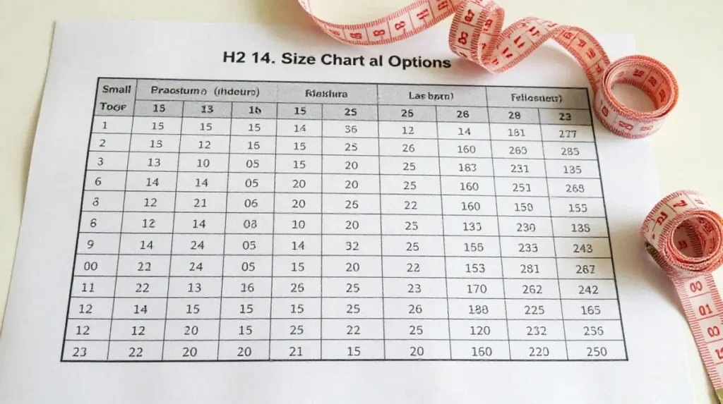  Size Chart and Options
