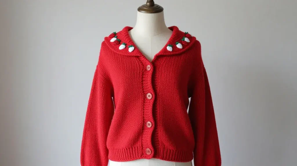 . Strawberry Cardigan With Hood