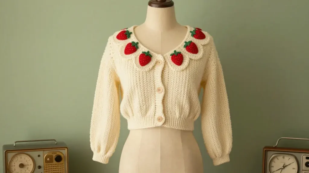 Vintage-Inspired Strawberry Cardigan