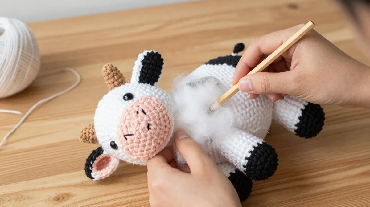 Crochet Stuffed Cow Tutorial With Horn and Hoof Details