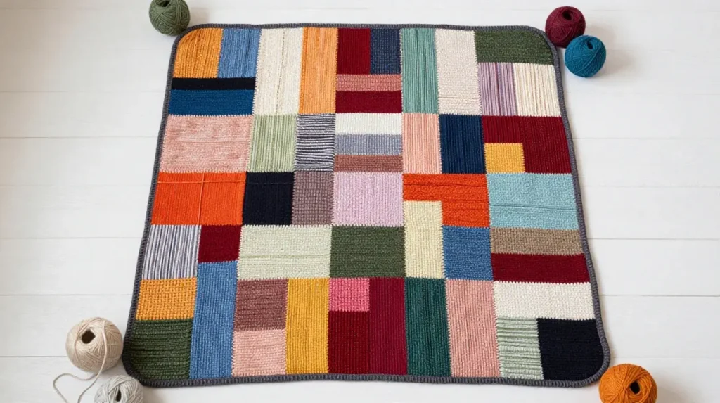  Scrap Yarn Patchwork Blanket