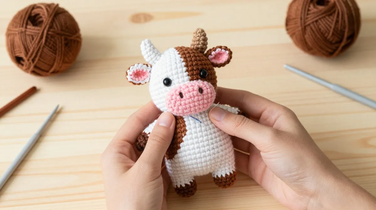 Strawberry Print Cow Plush With Spotted Patches